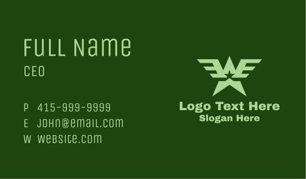 Military Star Wings  Business Card Design Image Preview