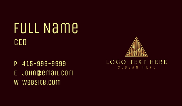 Golden Abstract Triangle Business Card Design Image Preview