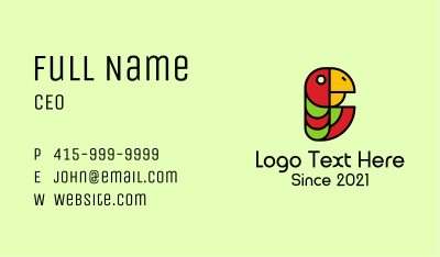 Jungle Parrot Mascot  Business Card