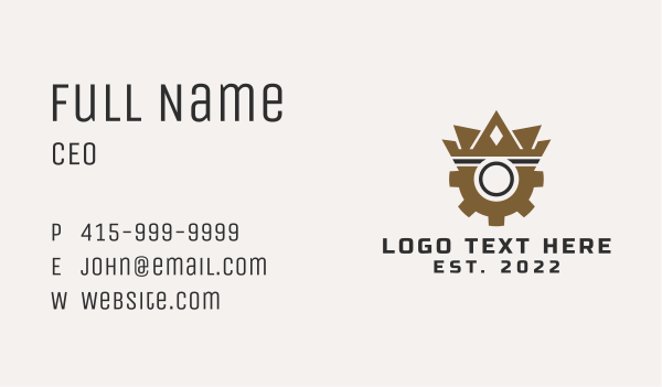 Crown Cog Gear Business Card Design Image Preview