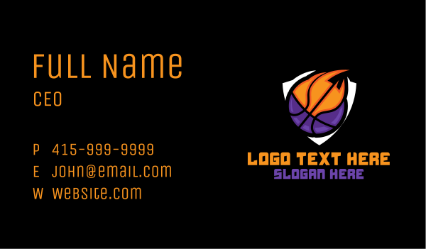 Basketball Fire Shield Business Card Design Image Preview