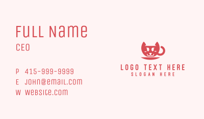 Pink Cat Cup Business Card Image Preview