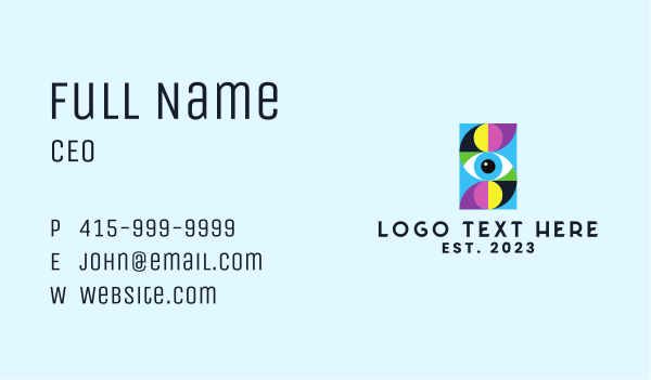 Colorful Retro Eye Letter  Business Card Design Image Preview