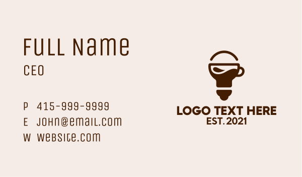 Brown Light Bulb Cafe  Business Card Design Image Preview