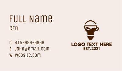 Brown Light Bulb Cafe  Business Card Image Preview