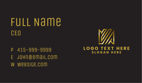 Gold Lines Letter M Business Card Design Image Preview