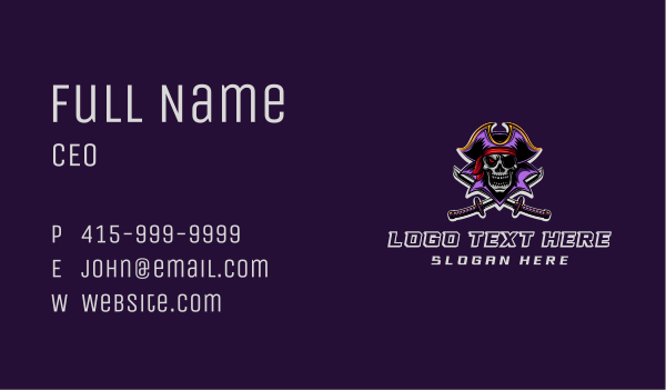 Pirate Skull Sword Captain Business Card Design Image Preview