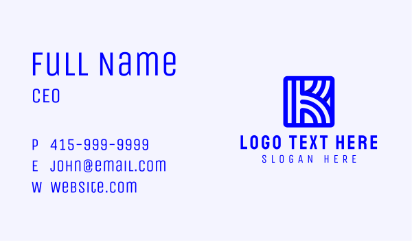 Blue Firm Letter K Business Card Design Image Preview