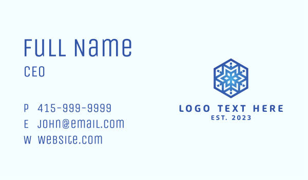 Blue Snowflake Emblem Business Card Design Image Preview