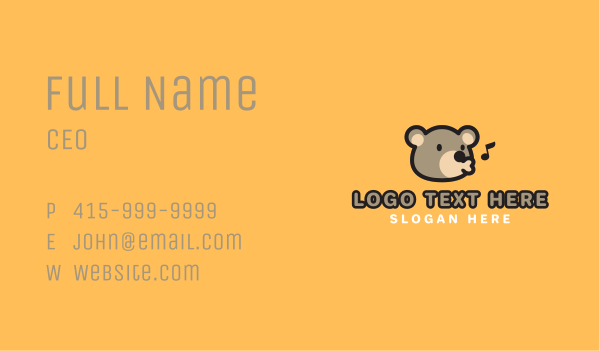 Cute Sing Bear Business Card Design Image Preview