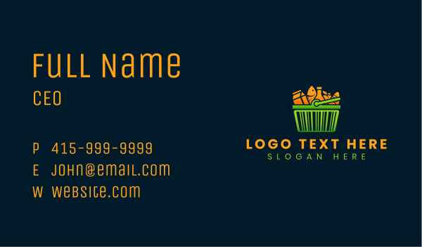 Grocery Shopping Basket Business Card Design Image Preview