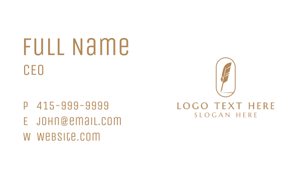 Feather Quill Writing Business Card Design Image Preview