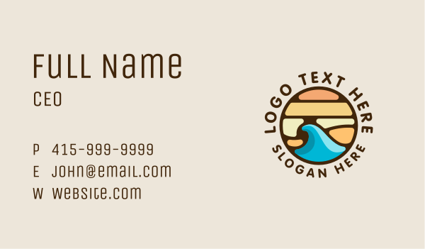 Surfing Wave Beach Business Card Design Image Preview