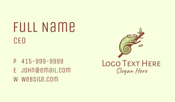 Green Chameleon Branch Business Card Design Image Preview