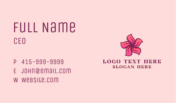 Pink Hawaiian Flower Business Card Design Image Preview