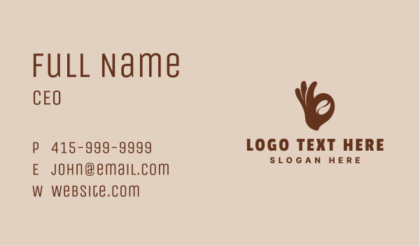 Coffee Bean Ok Hand Business Card Design Image Preview