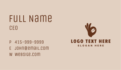 Coffee Bean Ok Hand Business Card Image Preview