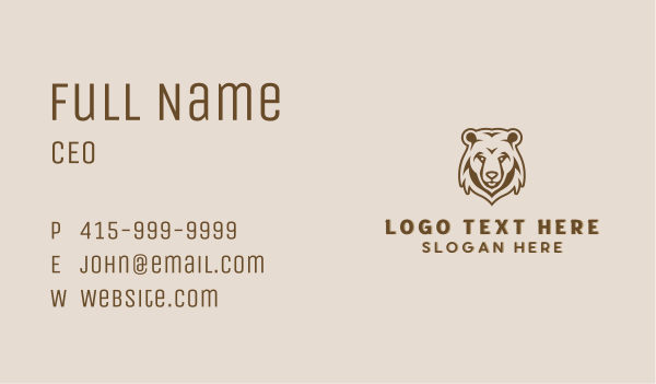 Grizzly Bear Animal Zoo Business Card Design Image Preview