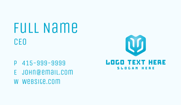 Blue Abstract Cube Tech Business Card Design Image Preview