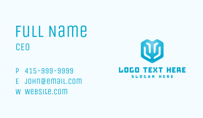 Blue Abstract Cube Tech Business Card Image Preview