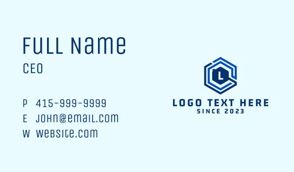 Tech Hexagon Letter Business Card Design Image Preview