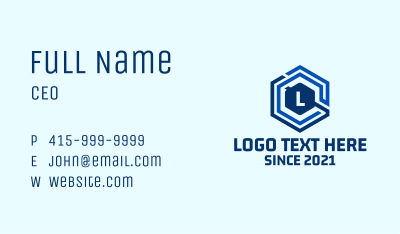 Tech Hexagon Letter Business Card