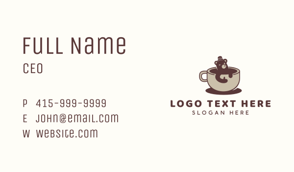 Bear Coffee Cup Business Card Design Image Preview