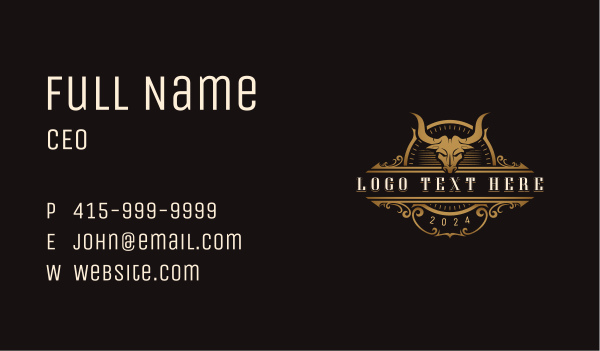 Bull Horn Bistro Business Card Design Image Preview