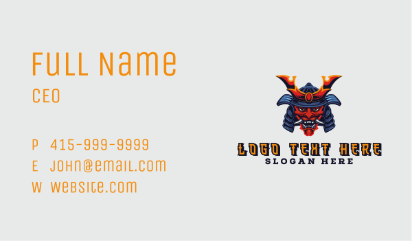 Samurai Demon Gaming Business Card Design Image Preview