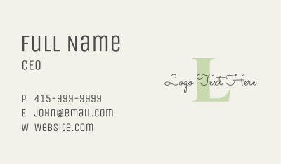 Fashion Green Lettermark Business Card Image Preview