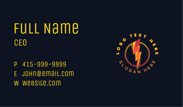 Electric Bolt Lightning Business Card Design Image Preview