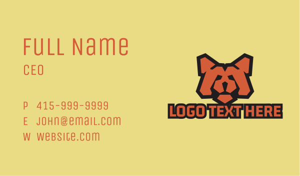 Red Bear Mascot  Business Card Design