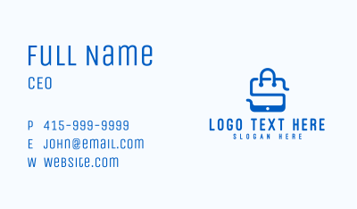 Blue Mobile Shopping Bag Business Card Image Preview
