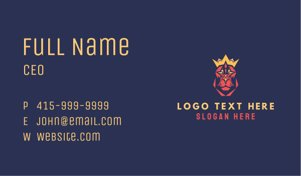Geometric Lion Royalty Business Card Design Image Preview