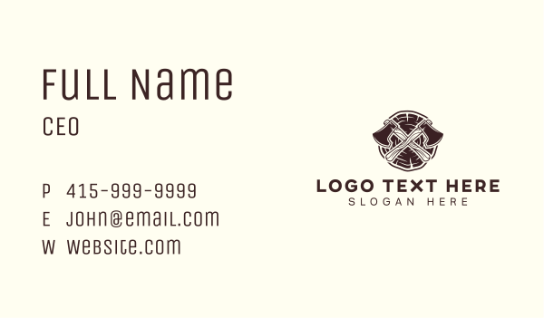 Axe Woodcutter Log Business Card Design Image Preview