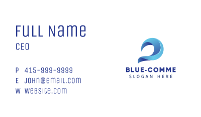 3D Blue Wave Surfer Business Card Image Preview