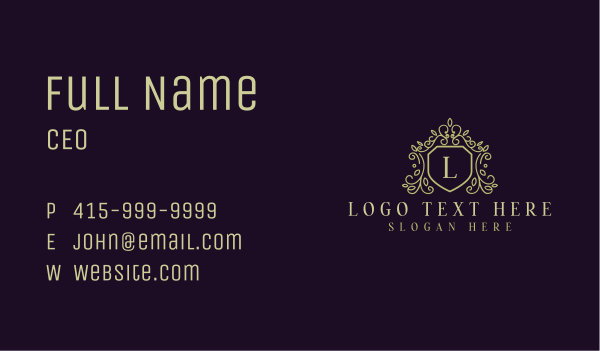 Decorative Shield Crest Business Card Design Image Preview