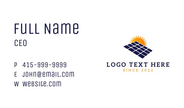 Solar Panel Energy Business Card Design Image Preview