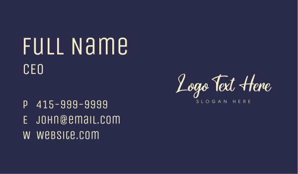 Classy Signature Wordmark Business Card Design Image Preview