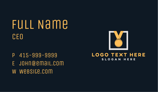 Gold Medal Award Business Card Design Image Preview