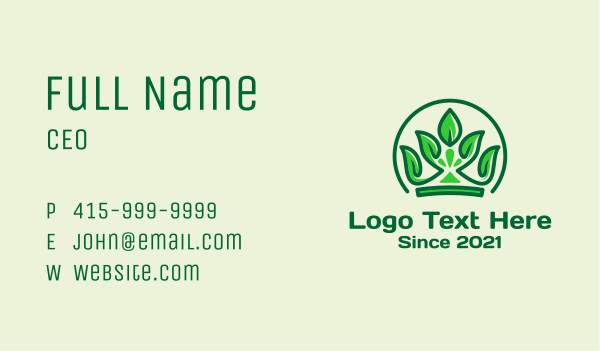 Green Leaf Crown  Business Card Design Image Preview