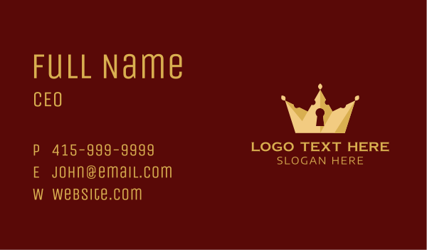 Gold Keyhole Crown Business Card Design Image Preview