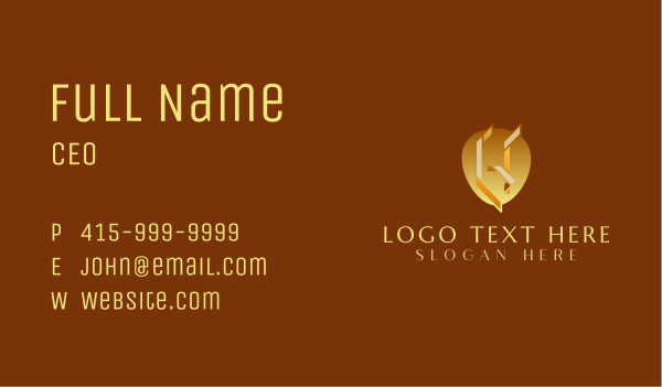 Abstract Gold Ribbon Letter Business Card Design