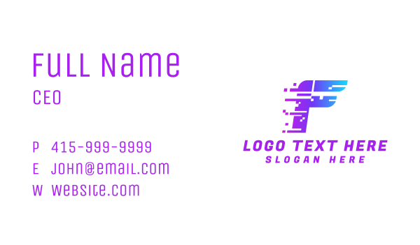 Digital Pixel Letter F Business Card Design Image Preview