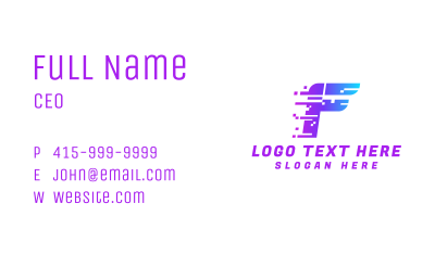 Digital Pixel Letter F Business Card Image Preview
