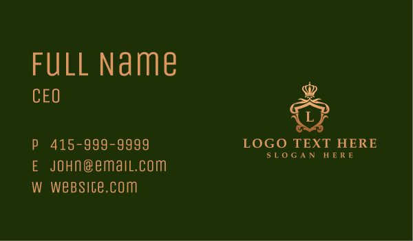 Deluxe Ornate Crown Crest Business Card Design Image Preview