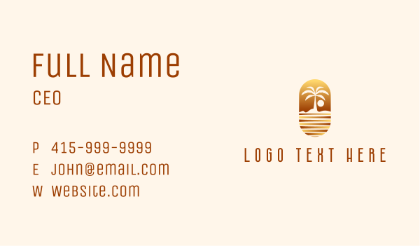 Sunset Palm Island Business Card Design Image Preview