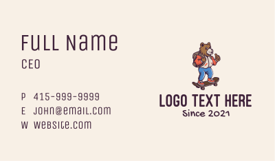 Skater Bear Mascot Business Card Image Preview