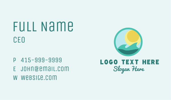 Sun Beach Surfing  Business Card Design Image Preview