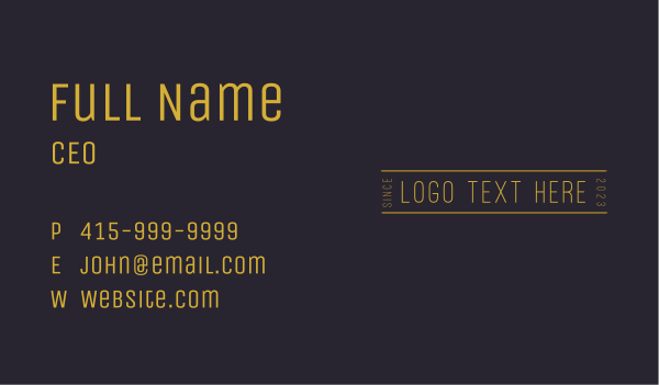 Gold Generic Wordmark Business Card Design Image Preview